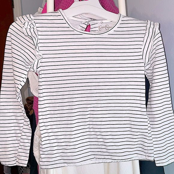 🔴 Jessica Simpson Ruffle Long Sleeve Striped Tee - Picture 1 of 2